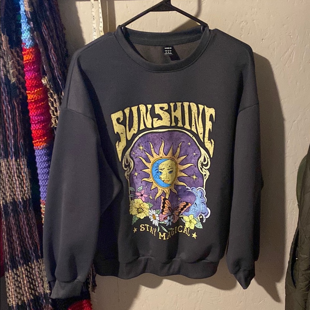 Shein Black Sweatshirt with Sunshine Graphic